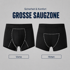 Vorder- und Rückansicht der großen Saugzone bei Herren-Inkontinenz-Boxershorts